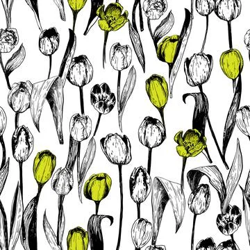 Seamless pattern with tulips Stock Illustration
