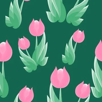 Seamless pattern with tulips. Stock Illustration