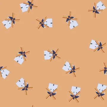 Seamless pattern turbine mill farm cartoon vector Stock Illustration