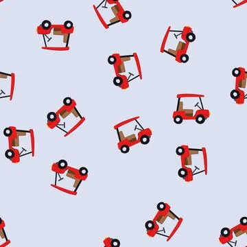 Seamless pattern turf golf cart cartoon vector 스톡 일러스트