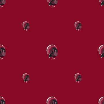Seamless pattern Turkey red background. Texture of farm bird for any purpose. Stock Illustration
