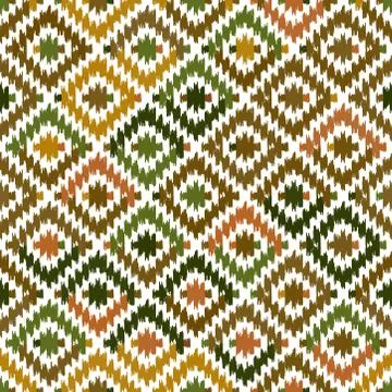 Seamless pattern Turkish carpet beige orange khaki brown. Patchwork mosaic or Stock Illustration