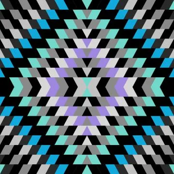 Seamless pattern Turkish carpet blue white gray purple black. Colorful patchw Stock-Illustration
