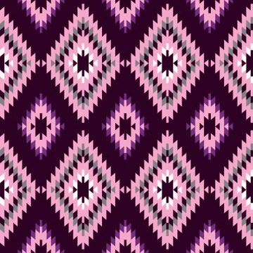 Seamless pattern Turkish carpet dark purple pink claret burgundy. Colorful pa Illustrazione stock