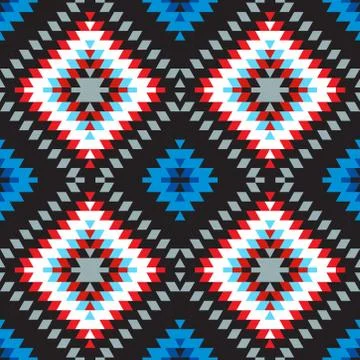 Seamless pattern Turkish carpet pink blue white red gray. Colorful patchwork  Stock Illustration