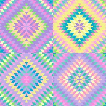 Seamless pattern Turkish carpet pink blue lilac purple pink beige. Patchwork  Stock Illustration