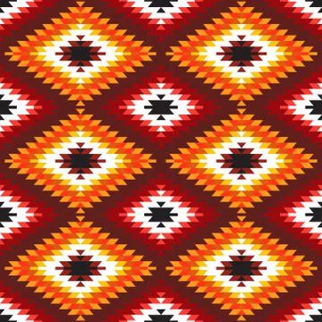 Seamless pattern Turkish carpet white red orange claret burgundy. Colorful pa Stock Illustration