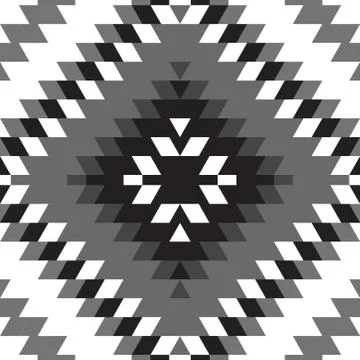 Seamless pattern Turkish carpet white gray black. Patchwork mosaic oriental k Stock Illustration