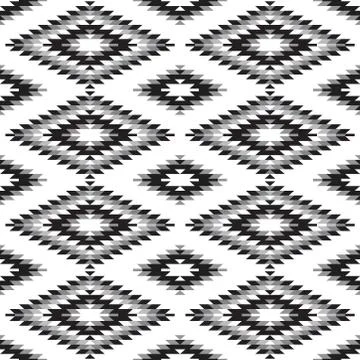 Seamless pattern Turkish carpet white gray black. Patchwork mosaic oriental k Stock Illustration