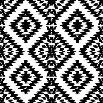 Seamless pattern Turkish carpet white gray black. Patchwork mosaic oriental k Stock Illustration