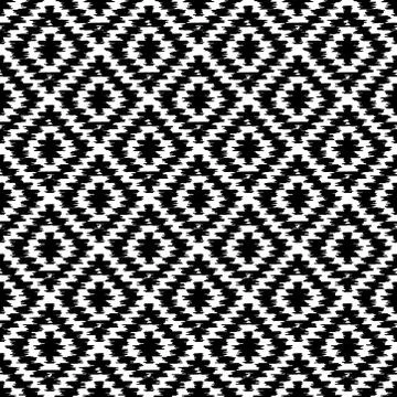 Seamless pattern Turkish carpet white black. Patchwork mosaic oriental kilim  Stock Illustration
