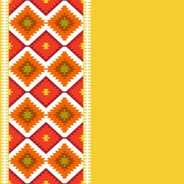 Seamless pattern Turkish carpet yellow beige orange brown. Patchwork mosaic o Stock Illustration