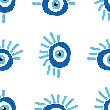Seamless pattern with Turkish evil eye bead. Good luck. Turkish tile. Orienta Stock Illustration