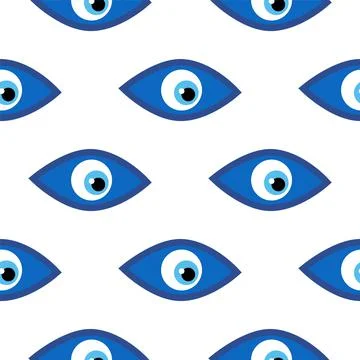 Seamless pattern with Turkish evil eye bead. Good luck. Turkish tile. Orienta Stock Illustration