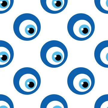 Seamless pattern with Turkish evil eye bead. Good luck. Turkish tile. Orienta Stock Illustration