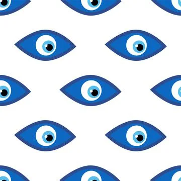 Seamless pattern with Turkish evil eye bead. Good luck. Turkish tile. Orienta Stock Illustration