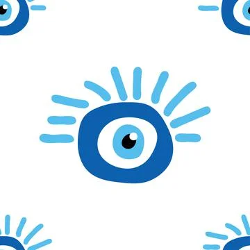 Seamless pattern with Turkish evil eye bead. Good luck. Turkish tile. Orienta Illustrazione stock