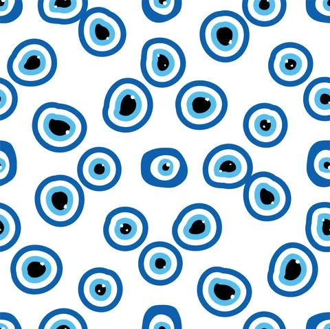 Seamless pattern with Turkish evil eye bead. Good luck. Turkish tile. Orienta Stock Illustration