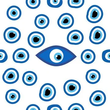 Seamless pattern with Turkish evil eye bead. Good luck. Turkish tile. Orienta Stock Illustration