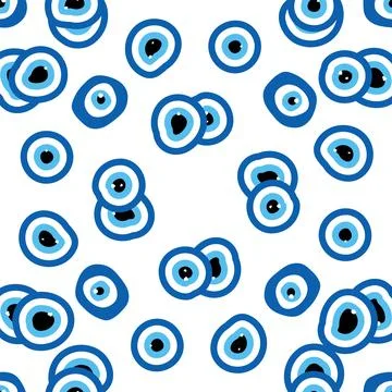 Seamless pattern with Turkish evil eye bead. Good luck. Turkish tile. Orienta Stock Illustration