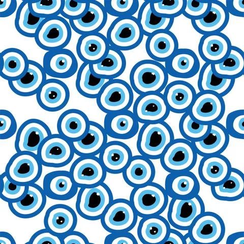 Seamless pattern with Turkish evil eye bead. Good luck. Turkish tile. Orienta Illustrazione stock