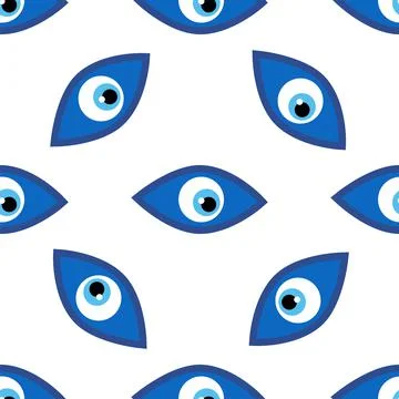 Seamless pattern with Turkish evil eye bead. Good luck. Turkish tile. Orienta Stock Illustration