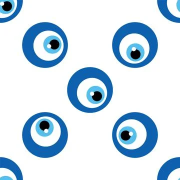 Seamless pattern with Turkish evil eye bead. Good luck. Turkish tile. Orienta Stock Illustration
