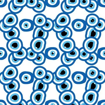Seamless pattern with Turkish evil eye bead. Good luck. Turkish tile. Orienta Stock Illustration