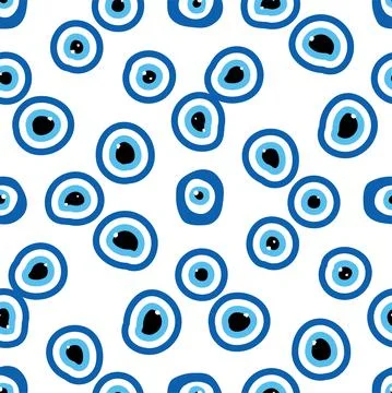 Seamless pattern with Turkish evil eye bead. Good luck. Turkish tile. Orienta Stock Illustration
