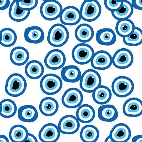 Seamless pattern with Turkish evil eye bead. Good luck. Turkish tile. Orienta Stock Illustration