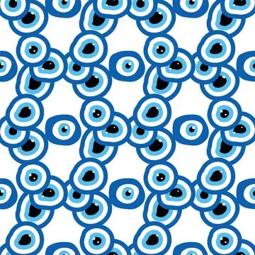 Seamless pattern with Turkish evil eye bead. Good luck. Turkish tile. Orienta Stock Illustration