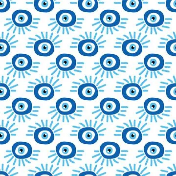 Seamless pattern with Turkish evil eye bead. Good luck. Turkish tile. Orienta Illustrazione stock