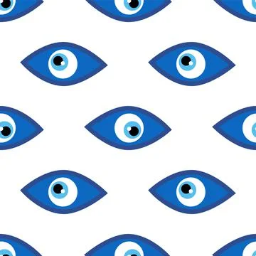 Seamless pattern with Turkish evil eye bead. Good luck. Turkish tile. Orienta Stock Illustration