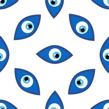 Seamless pattern with Turkish evil eye bead. Good luck. Turkish tile. Orienta Stock Illustration