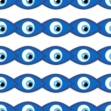 Seamless pattern with Turkish evil eye bead. Good luck. Turkish tile. Orienta Stock Illustration