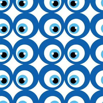 Seamless pattern with Turkish evil eye bead. Good luck. Turkish tile. Orienta Illustrazione stock