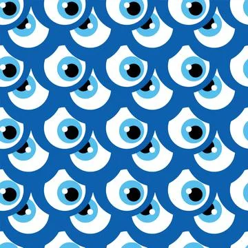 Seamless pattern with Turkish evil eye bead. Good luck. Turkish tile. Orienta Illustrazione stock