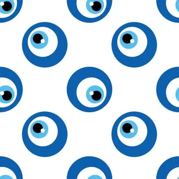 Seamless pattern with Turkish evil eye bead. Good luck. Turkish tile. Orienta Stock Illustration