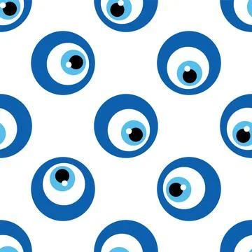 Seamless pattern with Turkish evil eye bead. Good luck. Turkish tile. Orienta Stock Illustration