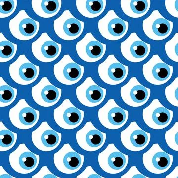 Seamless pattern with Turkish evil eye bead. Good luck. Turkish tile. Orienta Stock Illustration