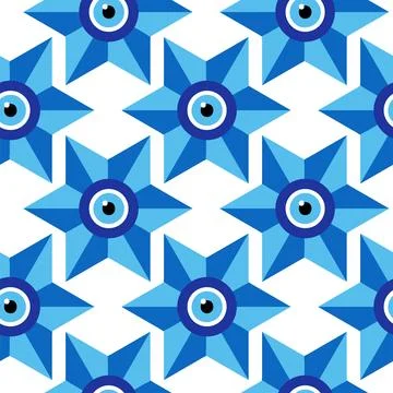 Seamless pattern with Turkish evil eye bead. Good luck. Turkish tile. Orienta Stock Illustration