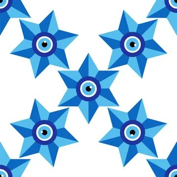 Seamless pattern with Turkish evil eye bead. Good luck. Turkish tile. Orien.. Stock Illustration
