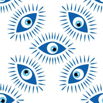 Seamless pattern with Turkish evil eye bead. Good luck. Turkish tile. Orien.. Stock Illustration