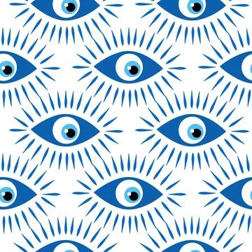 Seamless pattern with Turkish evil eye bead. Good luck. Turkish tile. Orien.. Stock Illustration