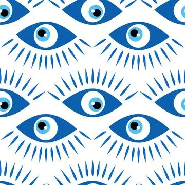 Seamless pattern with Turkish evil eye bead. Good luck. Turkish tile. Orienta Stock Illustration