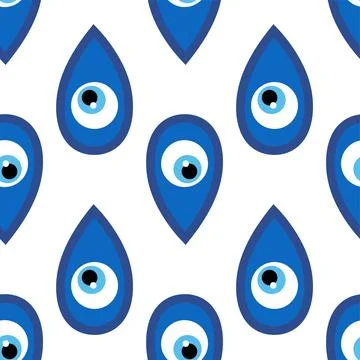 Seamless pattern with Turkish evil eye bead. Good luck. Turkish tile. Orien.. Stock Illustration