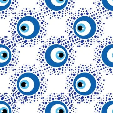 Seamless pattern with Turkish evil eye bead. Good luck. Turkish tile. Orienta Illustrazione stock