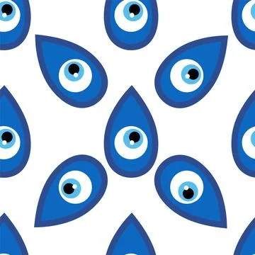 Seamless pattern with Turkish evil eye bead. Good luck. Turkish tile. Orien.. Illustrazione stock