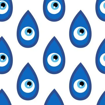 Seamless pattern with Turkish evil eye bead. Good luck. Turkish tile. Orienta Stock Illustration