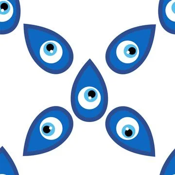 Seamless pattern with Turkish evil eye bead. Good luck. Turkish tile. Orienta Illustrazione stock
